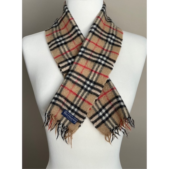 ✨Authentic Vintage Classic Plaid Burberrys Cashmere Wool Mini Scarf - Picture 1 of 9